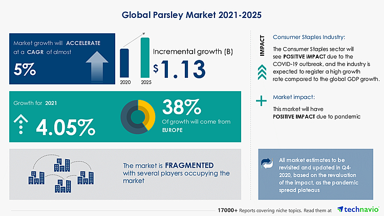 Parsley Market 2021-2025- AgriFutures Australia, B&G Foods Inc., Badia Spices Inc., Among Others to Contribute to the Market Growth | Industry Analysis, Market Trends, Market Growth, Opportunities and Forecast
