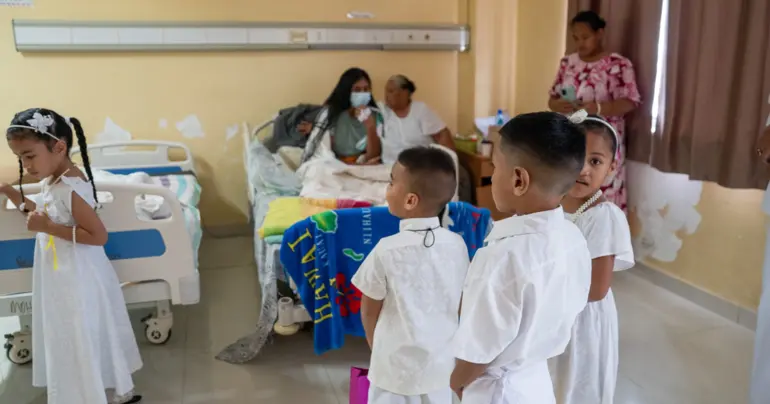 Fugalei Sunday school brightens White Sunday at Hospital