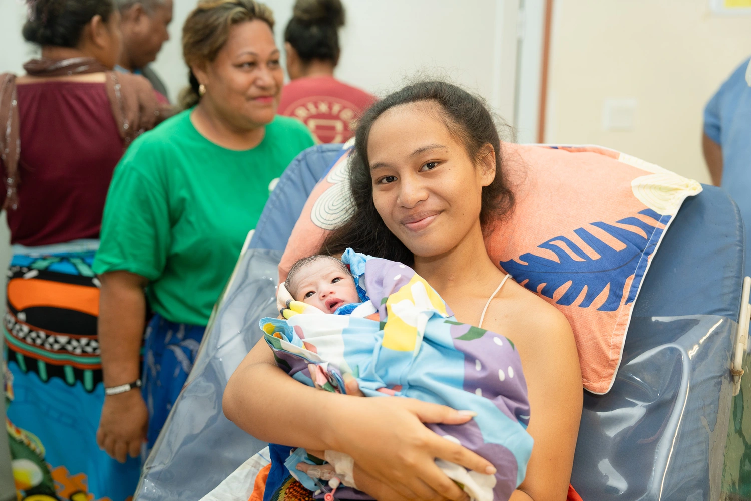 Christmas baby says hello