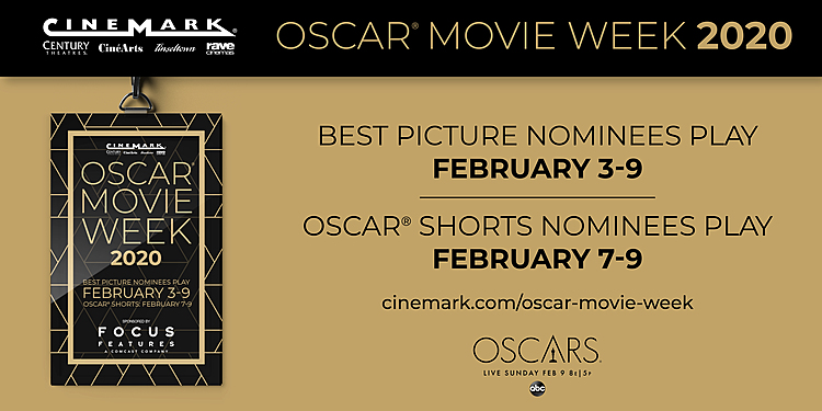Passes On Sale Now for Cinemark’s Annual Oscar® Movie Week Festival